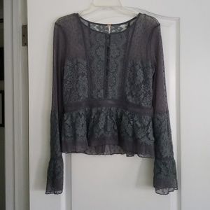 FREE PEOPLE LACE long sleeve peasant top